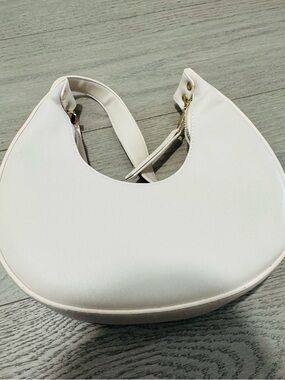 White Crescent Shoulder Bag - Minimal Women's Handbag